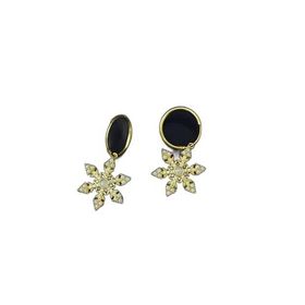 Papatya Silver 925 Ayar Gümüş Gold Kaplama Opal Taşlı Kar Tanesi Halka Küpe