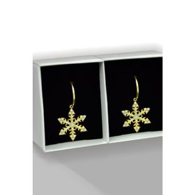 Papatya Silver 925 Ayar Gümüş Gold Kaplama Opal Taşlı Kar Tanesi Halka Küpe