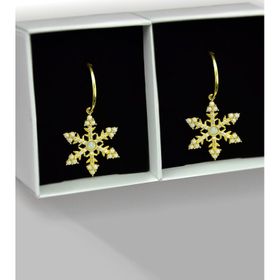 Papatya Silver 925 Ayar Gümüş Gold Kaplama Opal Taşlı Kar Tanesi Halka Küpe