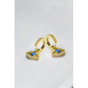 Papatya Silver 925 Ayar Gümüş Gold Kaplama Opal Taşlı Kirpik Göz Küpe