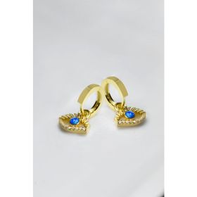 Papatya Silver 925 Ayar Gümüş Gold Kaplama Opal Taşlı Kirpik Göz Küpe