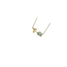 Papatya Silver 925 Ayar Gümüş Gold Kaplama Opal Taşlı Lale Kolye