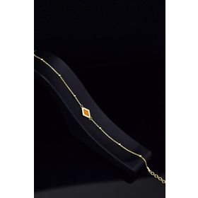 Papatya Silver 925 Ayar Gümüş Gold Kaplama Rüya Serisi Ebruli Cam Boyalı Dörtgen Bileklik