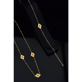 Papatya Silver 925 Ayar Gümüş Gold Kaplama Rüya Serisi Ebruli Cam Boyalı Dörtgen Kolye Bileklik ve Küpe Set