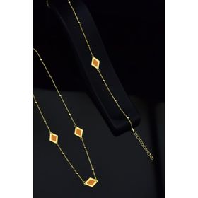 Papatya Silver 925 Ayar Gümüş Gold Kaplama Rüya Serisi Ebruli Cam Boyalı Dörtgen Kolye Bileklik ve Küpe Set