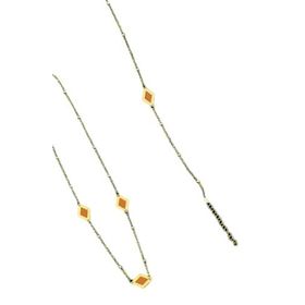 Papatya Silver 925 Ayar Gümüş Gold Kaplama Rüya Serisi Ebruli Cam Boyalı Dörtgen Kolye Bileklik ve Küpe Set