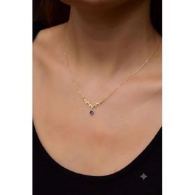Papatya Silver 925 Ayar Gümüş Gold Kaplama Sarmaşık Dallı Beyaz Doğum Taşlı Kolye