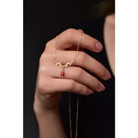 Papatya Silver 925 Ayar Gümüş Gold Kaplama Sarmaşık Dallı Mineli Uğur Böceği Kolye