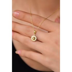 Papatya Silver 925 Ayar Gümüş Gold Kaplama Sim Toplu Güneş Kolye