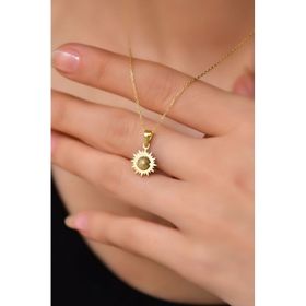 Papatya Silver 925 Ayar Gümüş Gold Kaplama Sim Toplu Güneş Kolye