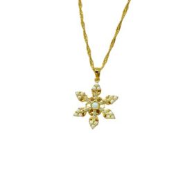 Papatya Silver 925 Ayar Gümüş Gold Kaplama Singapur Zincir Opal Kar Tanesi Kadın Kolye