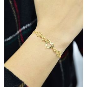 Papatya Silver 925 Ayar Gümüş Gold Kaplama Sonsuzluk Kalp Kristal Kesim Bileklik