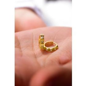 Papatya Silver 925 Ayar Gümüş Gold Kaplama Stony Slice Halka Küpe