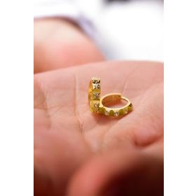 Papatya Silver 925 Ayar Gümüş Gold Kaplama Stony Slice Halka Küpe