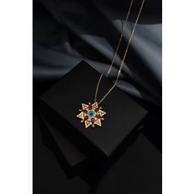 Papatya Silver 925 Ayar Gümüş Gold Kaplama Tasarım Cam Gözlü Kamelya Çiçeği Kolye