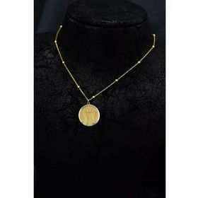 Papatya Silver 925 Ayar Gümüş Gold Kaplama Toplu Zincir Kalemli El Ayak İzi Motifli Plaka Kolye