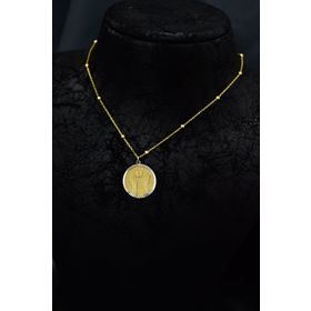 Papatya Silver 925 Ayar Gümüş Gold Kaplama Toplu Zincir Kalemli El Ayak İzi Motifli Plaka Kolye