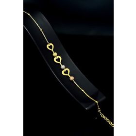 Papatya Silver 925 Ayar Gümüş Gold Kaplama Üç Kalp Sim Toplu Bileklik