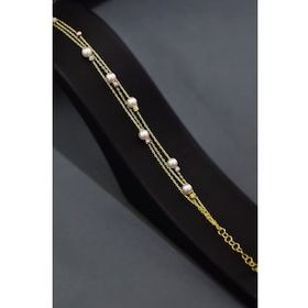 Papatya Silver 925 Ayar Gümüş Gold Kaplama Üç Renk Dorika Toplu İncili Strest Atma Bileklik