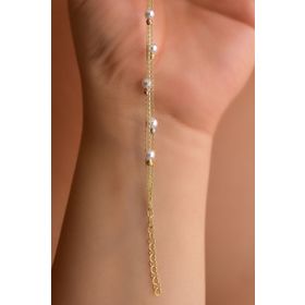 Papatya Silver 925 Ayar Gümüş Gold Kaplama Üç Renk Dorika Toplu İncili Strest Atma Bileklik