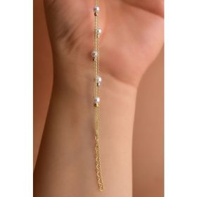Papatya Silver 925 Ayar Gümüş Gold Kaplama Üç Renk Dorika Toplu İncili Strest Atma Bileklik