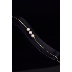 Papatya Silver 925 Ayar Gümüş Gold Kaplama Üç Renk Dorika Toplu İncili Strest Atma Bileklik
