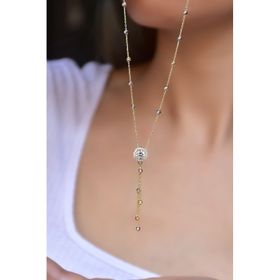 Papatya Silver 925 Ayar Gümüş Gold Kaplama Üç Renk Dorika Toplu Tektaş Kadın Gümüş Kolye