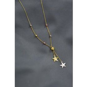 Papatya Silver 925 Ayar Gümüş Gold Kaplama Üç Renkli Dorika Toplu Kayan Kristal Yıldız Kolye