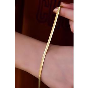 Papatya Silver 925 Ayar Gümüş Gold Kaplama Yassı İtalyan Zinciri Bileklik