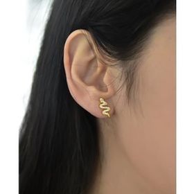 Papatya Silver 925 Ayar Gümüş Gold Kaplama Yılan Çivili Çift Küpe