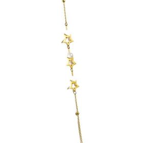 Papatya Silver 925 Ayar Gümüş Gold Kaplama Yıldız Işıltılı Inci Bileklik