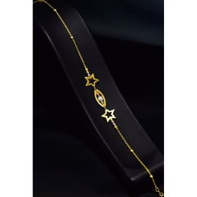 Papatya Silver 925 Ayar Gümüş Gold Kaplama Yıldız Ve Oval Incili, Dorikalı Bileklik