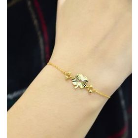 Papatya Silver 925 Ayar Gümüş Gold Kaplama Yonca Kristal Kesim Bileklik