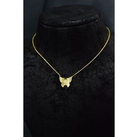 Papatya Silver 925 Ayar Gümüş Gold Kaplama Zirkon Taşlı Desenli Kelebek Kolye