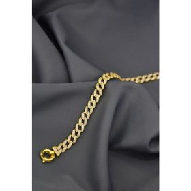 Papatya Silver 925 Ayar Gümüş Gold Kaplama Zirkon Taşlı Gurmet Zincir Bileklik