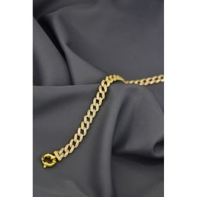 Papatya Silver 925 Ayar Gümüş Gold Kaplama Zirkon Taşlı Gurmet Zincir Bileklik