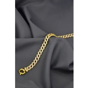 Papatya Silver 925 Ayar Gümüş Gold Kaplama Zirkon Taşlı Gurmet Zincir Bileklik