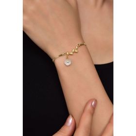 Papatya Silver 925 Ayar Gümüş Gold Kaplama Zirkon Taşlı Sedef Manolya Çiçeği Bileklik