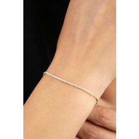 Papatya Silver 925 Ayar Gümüş Gold Kaplama Zirkon Taşlı Su Yolu Bileklik