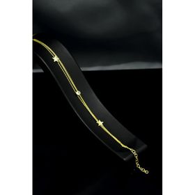 Papatya Silver 925 Ayar Gümüş Gold Kaplama Zirkon Taşlı Yıldız Gümüş Bileklik