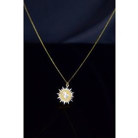 Papatya Silver 925 Ayar Gümüş Gold Rodyum Kaplama Fındık Kurdu Kristal Kesim Güneş Plaka Kolye