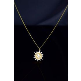 Papatya Silver 925 Ayar Gümüş Gold Rodyum Kaplama Fındık Kurdu Kristal Kesim Güneş Plaka Kolye
