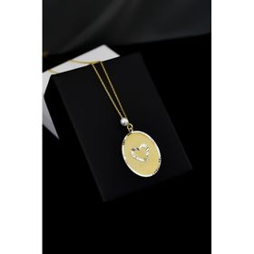 Papatya Silver 925 Ayar Gümüş Gold Rodyum Kaplama İncili Kalp Plaka Kolye