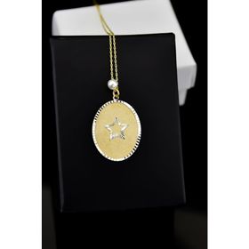 Papatya Silver 925 Ayar Gümüş Gold Rodyum Kaplama İncili Yıldız Plaka Kolye