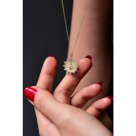Papatya Silver 925 Ayar Gümüş Gold Rodyum Kaplama Kutup Yıldızı Plaka Kolye