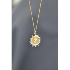 Papatya Silver 925 Ayar Gümüş Gold Rodyum Kaplama Lale Kristal Kesim Güneş Plaka Kolye