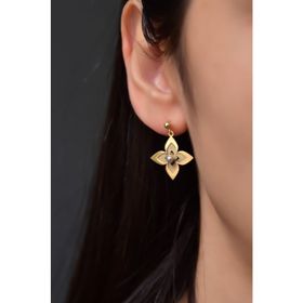Papatya Silver 925 Ayar Gümüş Gold Rodyum Kaplama Lilyum Çiçeği Çivili Top Sallantılı Küpe