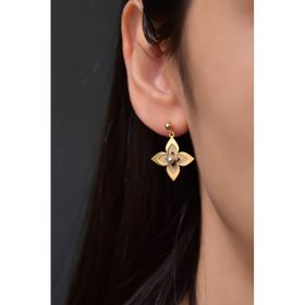 Papatya Silver 925 Ayar Gümüş Gold Rodyum Kaplama Lilyum Çiçeği Çivili Top Sallantılı Küpe
