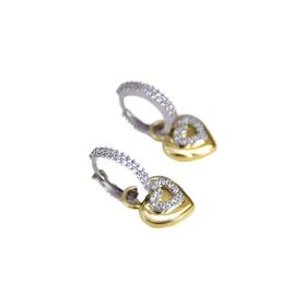 Papatya Silver 925 Ayar Gümüş Gold-Rodyum Kaplama Zirkon Taşlı Tasarım Kalp Halka Küpe
