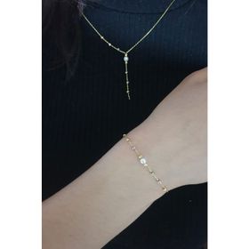 Papatya Silver 925 Ayar Gümüş İncili Dorika Toplu Bileklik Kolye Set
